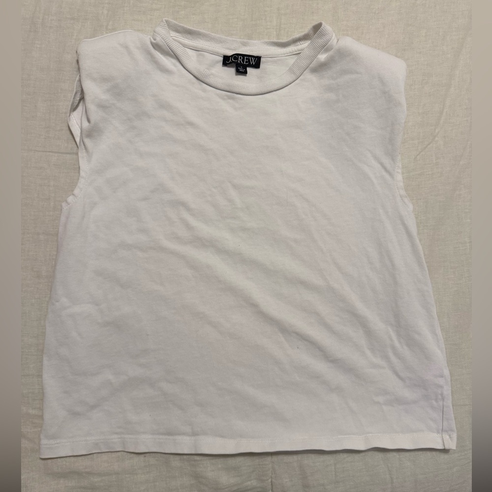 J.Crew Women’s Classic White Muscle Tee w/Shoulder Pads
